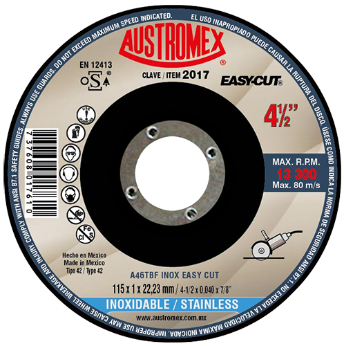 DISCO CORTE INOX 4-1/2 X .040 X 7/8" EASYCUT AUSTROMEX 2017