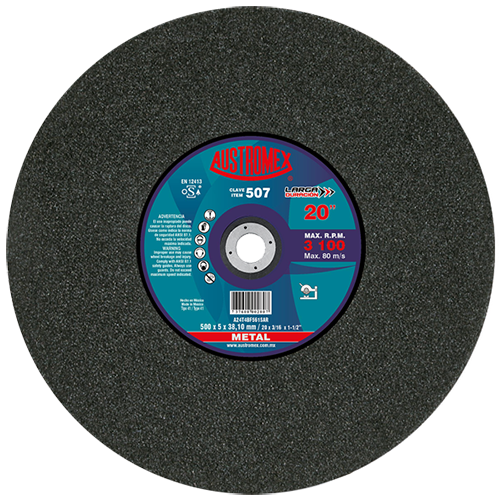 DISCO CORTE METAL 20" X 3/16 X 1-1/2 (P/ CORTADORA) LARGA DURACION AUSTROMEX 507