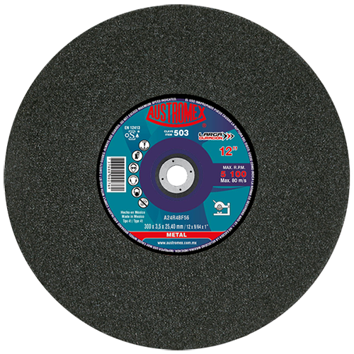 DISCO CORTE METAL 12" X 9/64" X 1'' LARGA DURACION AUSTROMEX 503