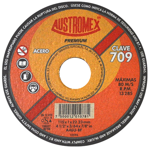 DISCO CORTE METAL 4-1/2 X 3/64 X 7/8 PREMIUM AUSTROMEX 709