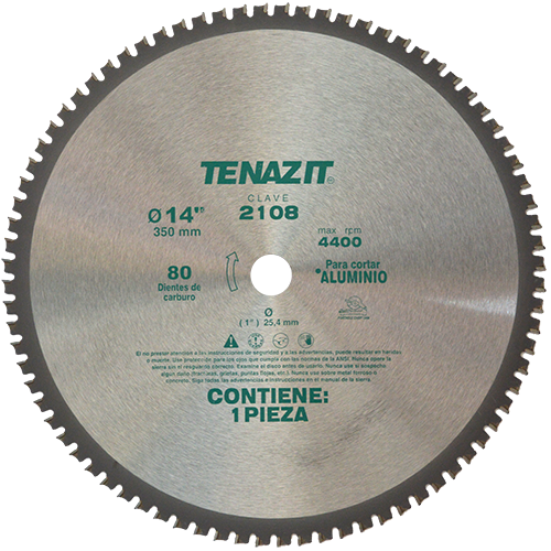 SIERRA CIRCULAR P/ ALUMINIO 14" X 80D TENAZIT AUSTROMEX 2108