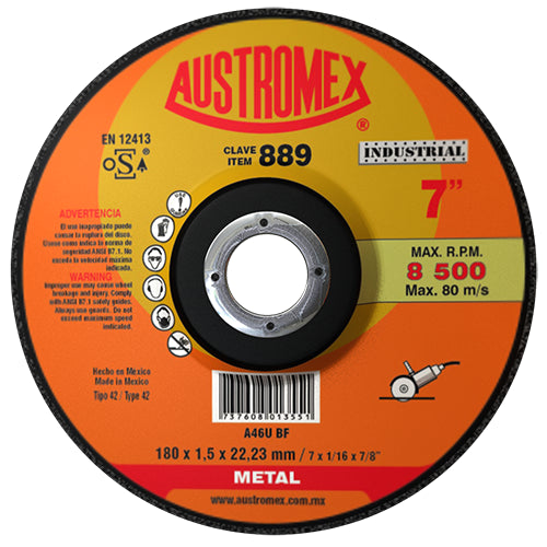 DISCO CORTE METAL 7" X 1/16 X 7/8 INDUSTRIAL AUSTROMEX 889