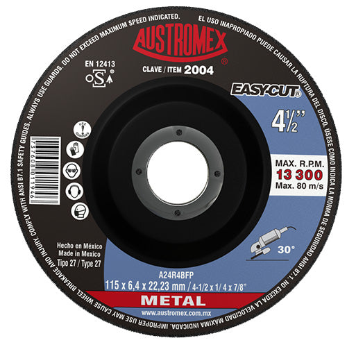 DISCO DESBASTE METAL 4-1/2 X 1/4 X 7/8 EASY-CUT AUSTROMEX 2004