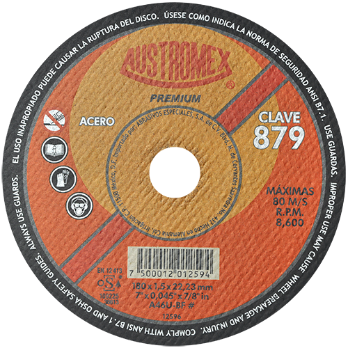 DISCO CORTE METAL 7" X 1/16 X 7/8" PREMIUM AUSTROMEX 879