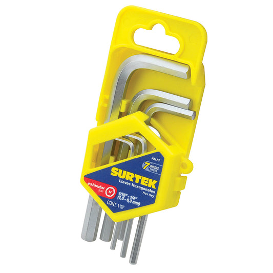 LLAVES ALLEN HEX (JUEGO 7PZ) 1/16 - 1/4" SURTEK ALLF7