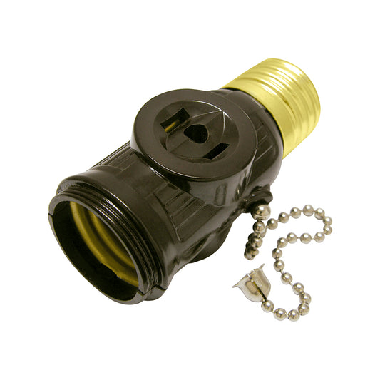 PORTALAMPARA CON CADENA Y LADRON CAFE 127V SURTEK 136650