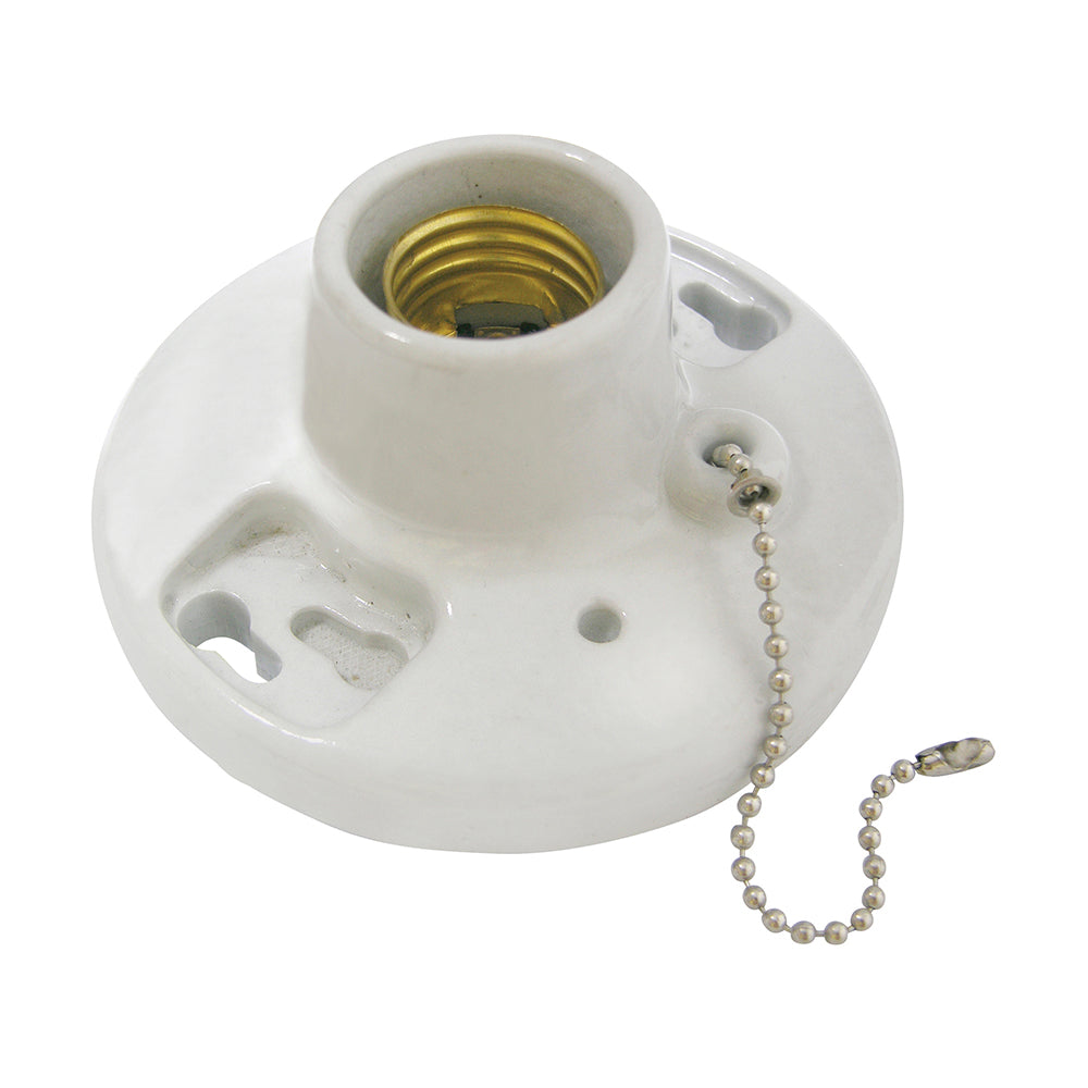 PORTALAMPARA PORCELANA REDONDO P/ TECHO CON CADENA 4.5" 127V SURTEK 136666