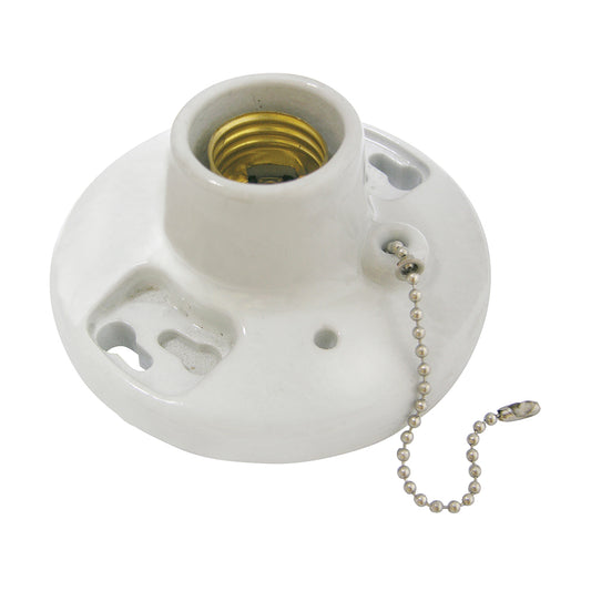 PORTALAMPARA PORCELANA REDONDO P/ TECHO CON CADENA 4.5" 127V SURTEK 136666