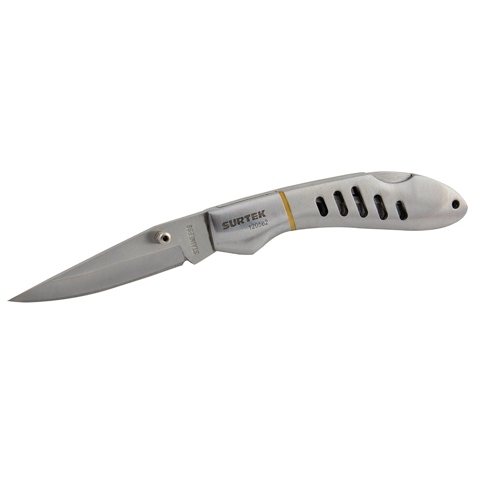 NAVAJA ABATIBLE DE 1 HOJA MANGO DE ACERO INOXIDABLE SURTEK 120562