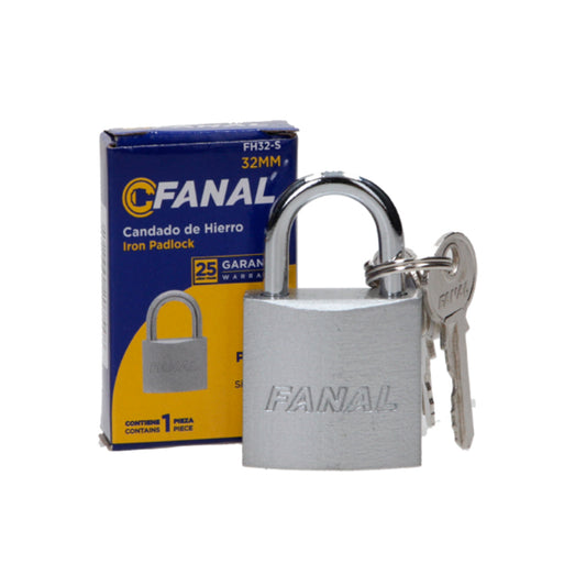 CANDADO DE HIERRO PLATA 32 MM ARCO CORTO FERKY CHI32PGC