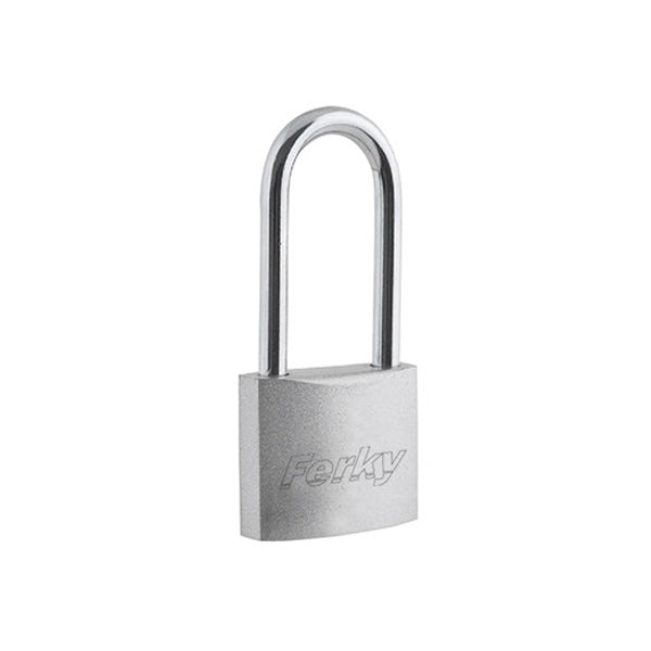 CANDADO DE HIERRO FERKY PLATA 25MM ARCO LARGO CHI25PGL
