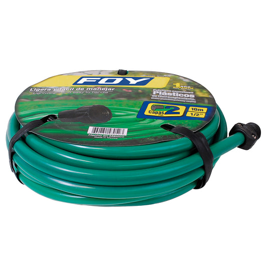 MANGUERA LISA 2 CAPAS 1/2" ARMADA CON CONECTOR PLASTICO 10M FOY M12L10P