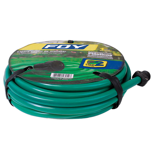 MANGUERA LISA 2 CAPAS 1/2" ARMADA CON CONECTOR PLASTICO 15M FOY M12L15P