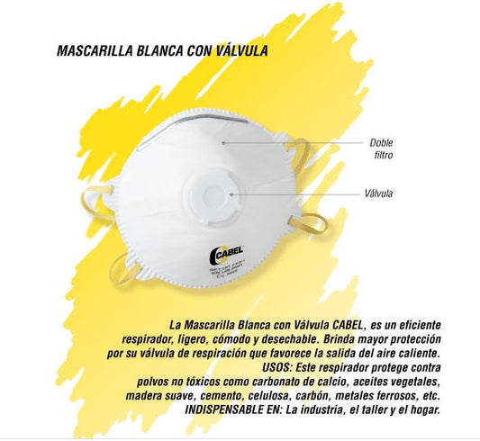 MASCARILLA CABEL BLANCA CON VALVULA