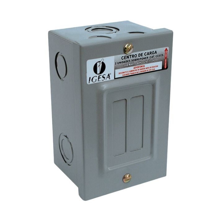CENTRO DE CARGA 2 UNIDADES 50amp SOBREPONER IGESA CC02S