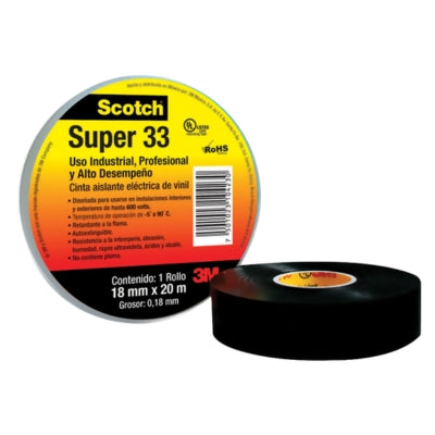 CINTA AISLANTE ELECTRICA VINIL SCOTCH SUPER 33 18mm X 20m (3/4) 3M ME900103271