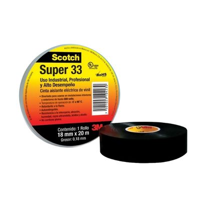 CINTA AISLANTE ELECTRICA VINIL SCOTCH SUPER 33 18mm X 20m (3/4) 3M ME900103271