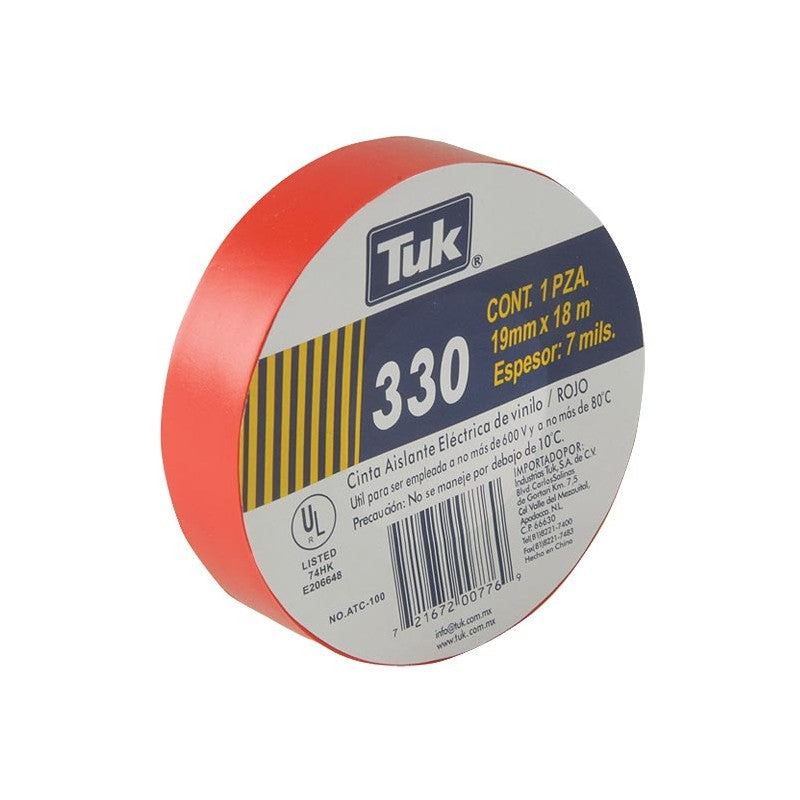 CINTA AISLANTE 19mm X 18m ROJO TUK 330 (TUK)