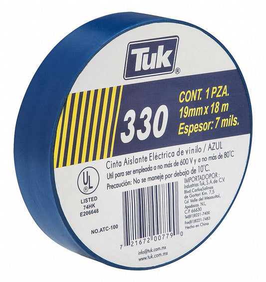 CINTA AISLANTE 19mm X 18m AZUL TUK 330 345304/343004