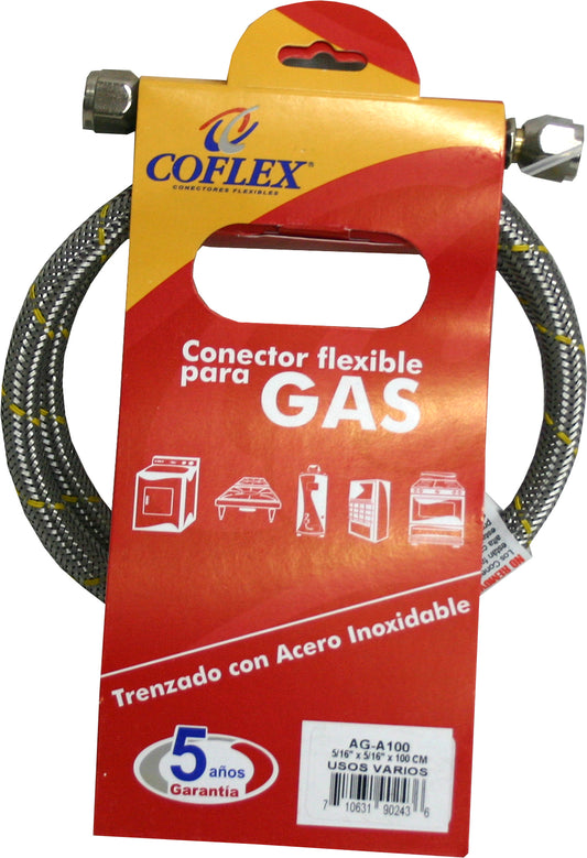 ALIMENTADOR FLEXIBLE GAS 5/16 X 5/16 X 1mts DE ACERO COFLEX AG-A100