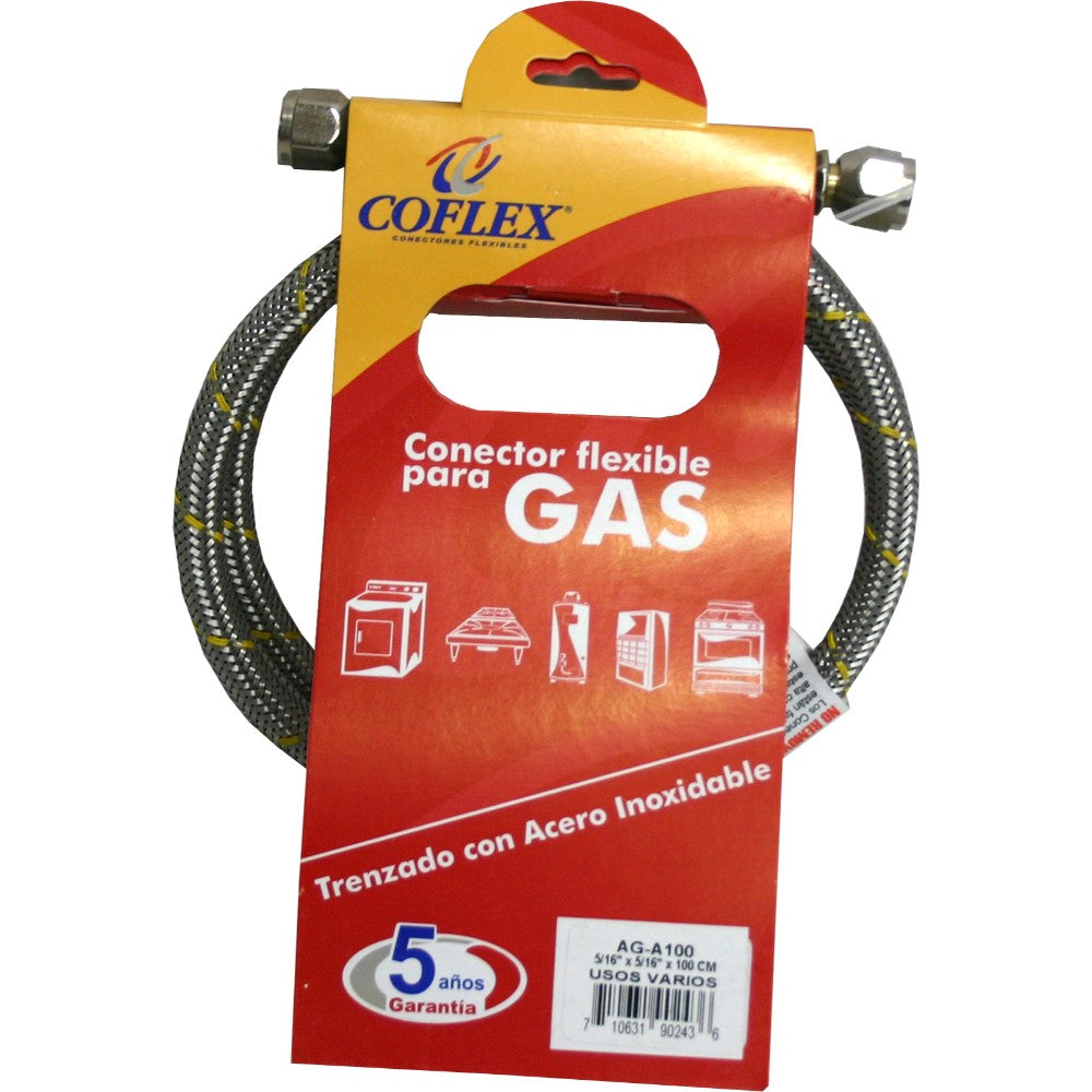 ALIMENTADOR FLEXIBLE GAS 5/16 X 5/16 X 1m DE ACERO COFLEX AG-A100