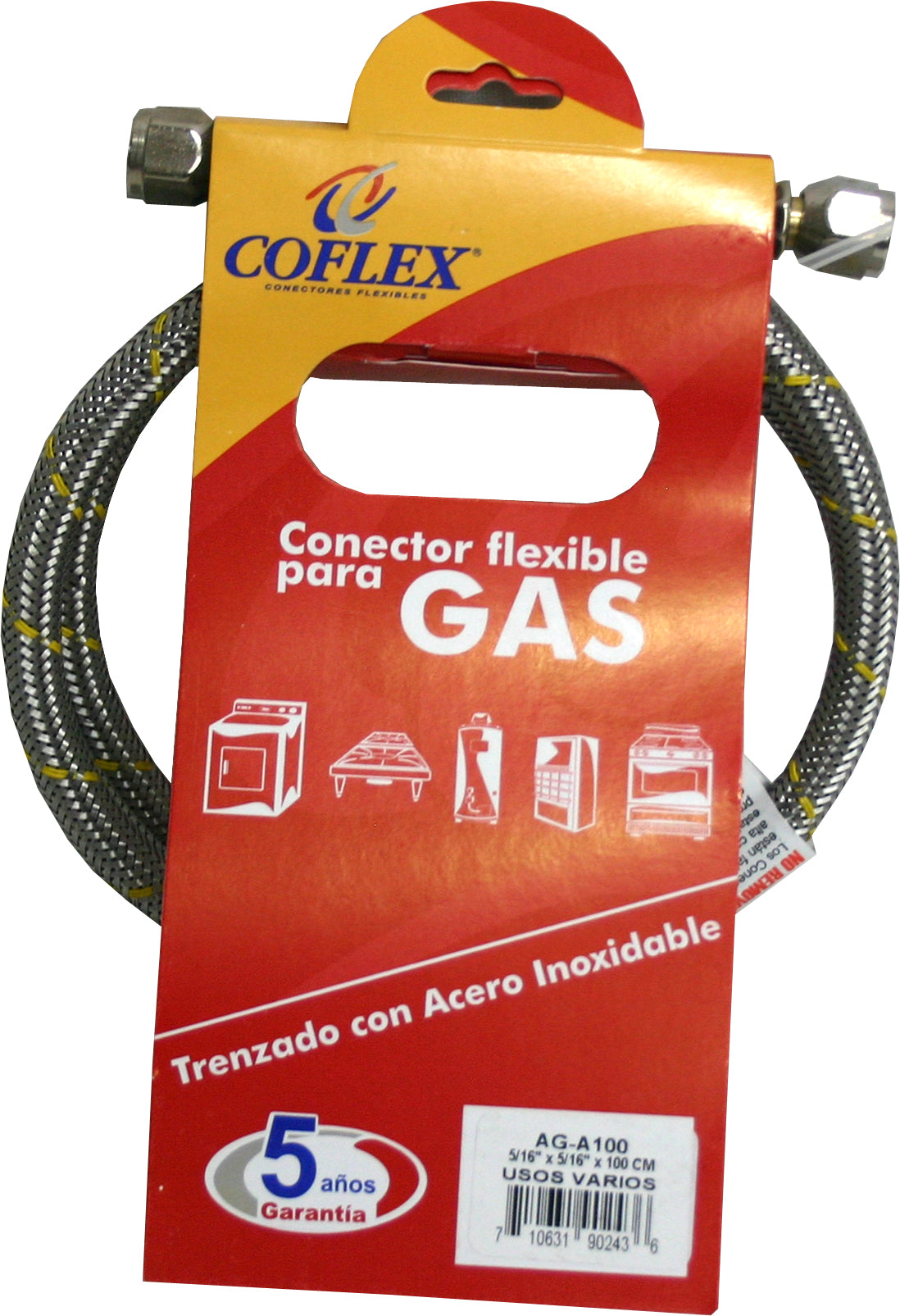ALIMENTADOR FLEXIBLE GAS 5/16 X 5/16 X 2mts DE ACERO COFLEX AG-A200