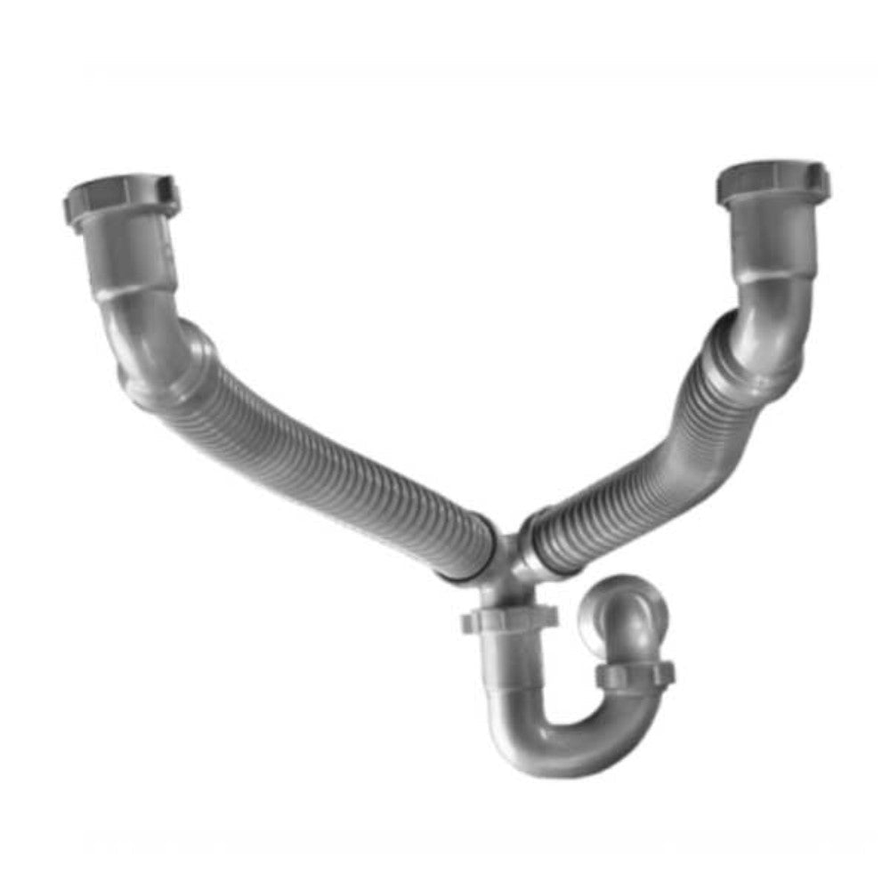 TRAMPA (CESPOL) DOBLE FLEXIBLE FREGADERO COMPLETA GRIS COFLEX TF-110