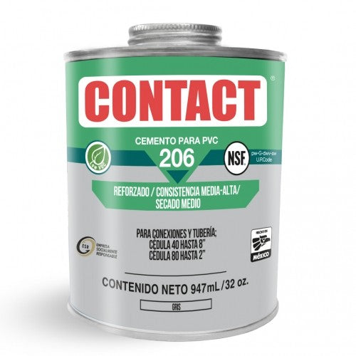 CEMENTO PARA PVC GRIS REFORZADO 240ML CONTACT 206 Z-20602 ES66162-20602