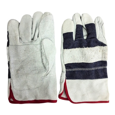 GUANTE TELA Y CARNAZA (COLOR MEZCLILLA NATURAL AZUL) DOBLE PALMA GLC10