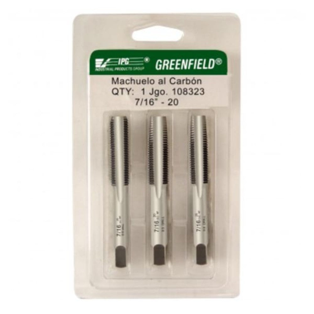 JUEGO MACHUELOS AC 3/8 - 16 (CONICO/SEMICONICO/RECTO)GREENFIELD 108233