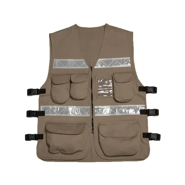 CHALECO VIAL TELA GABARDINA KAKI 1605JLS UNITALLA  (TALLA 38 A LA 42)