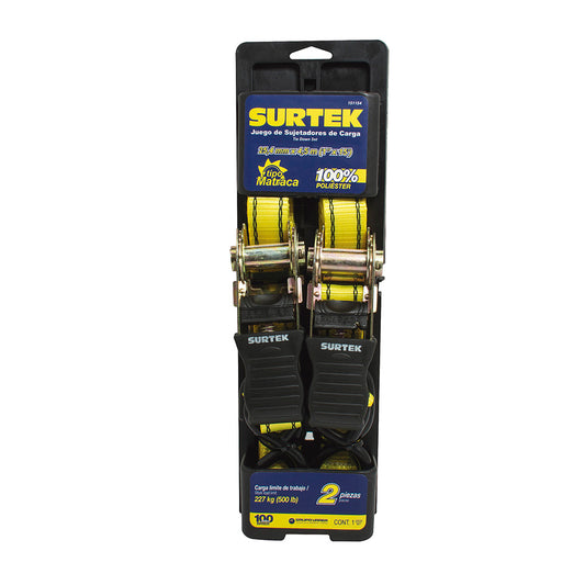 SUJETADORES (JUEGO 2PZ) 1" X 4.5M MATRACA SURTEK 151154 (M-A)