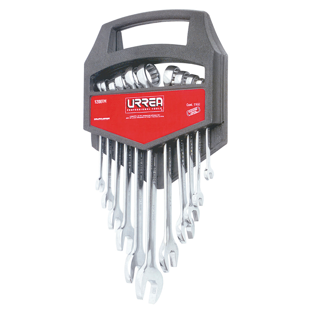 LLAVES COMBINADAS (JUEGO 11PZ) 6 -19MM EN RACK URREA 1200IM