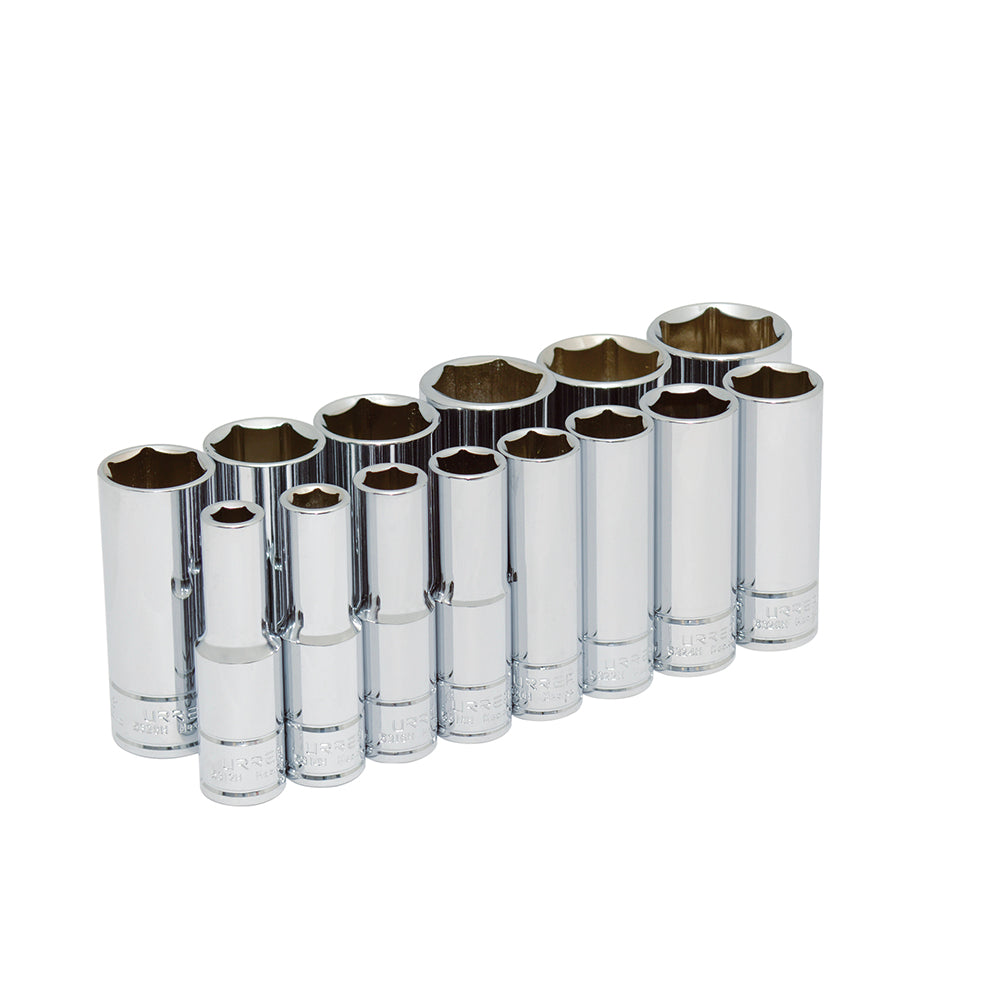 JUEGO DADOS 1/2" 6PUNTAS LARGOS PULGADAS (14PZAS) URREA 54103