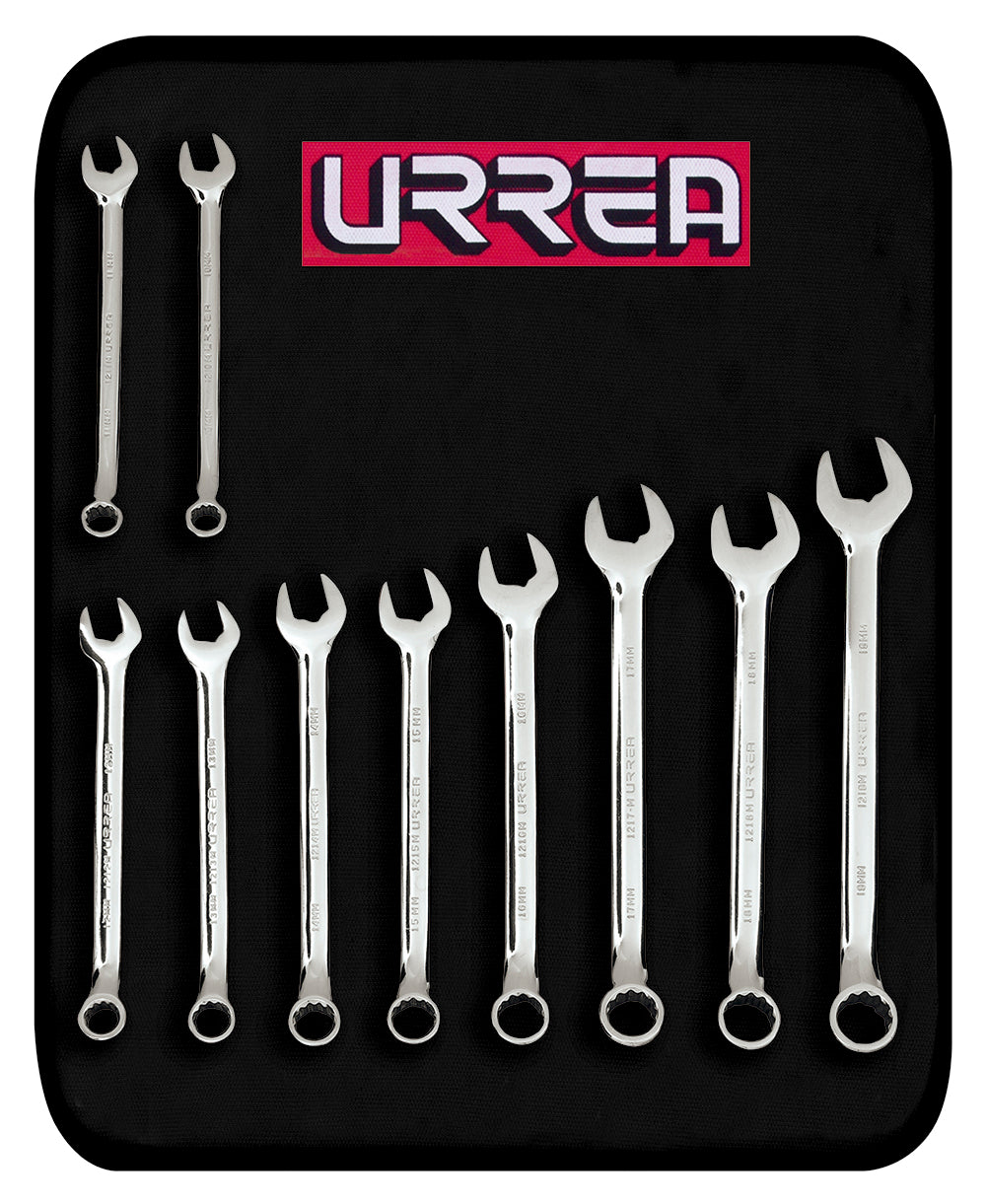 LLAVES COMBINADAS (JUEGO 10PZ) 12 PUNTAS (10mm A 19mm) URREA 1200KM