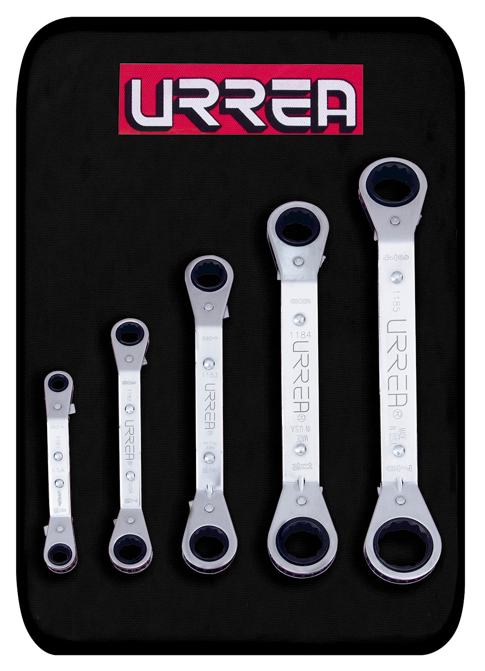 LLAVES ESTRIAS (JUEGO 5PZ) DE MATRACA ACODADAS PULGADA URREA 1180A