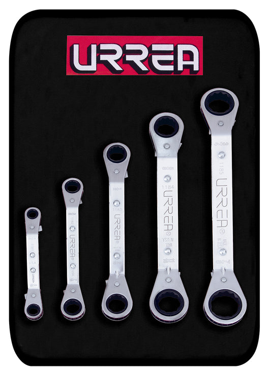 LLAVES ESTRIAS (JUEGO 5PZ) DE MATRACA ACODADAS PULGADA URREA 1180A