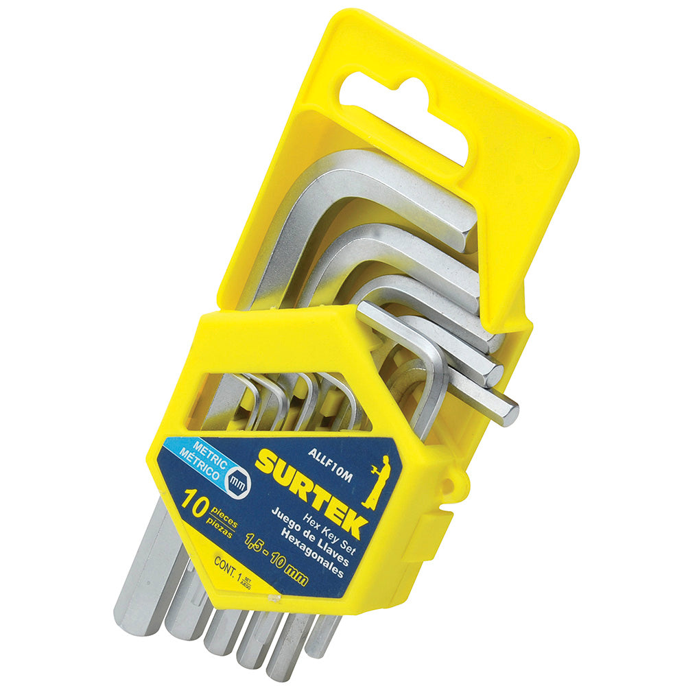 LLAVES HEXAGONALES "L" (JUEGO 10PZ) MILIMETRICAS (1.5MM A 6MM) SURTEK ALLF10M