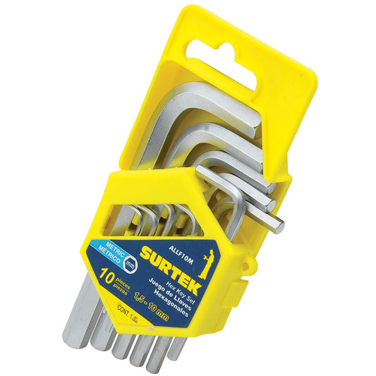LLAVES HEXAGONALES "L" (JUEGO 10PZ) MILIMETRICAS (1.5MM A 6MM) SURTEK ALLF10M