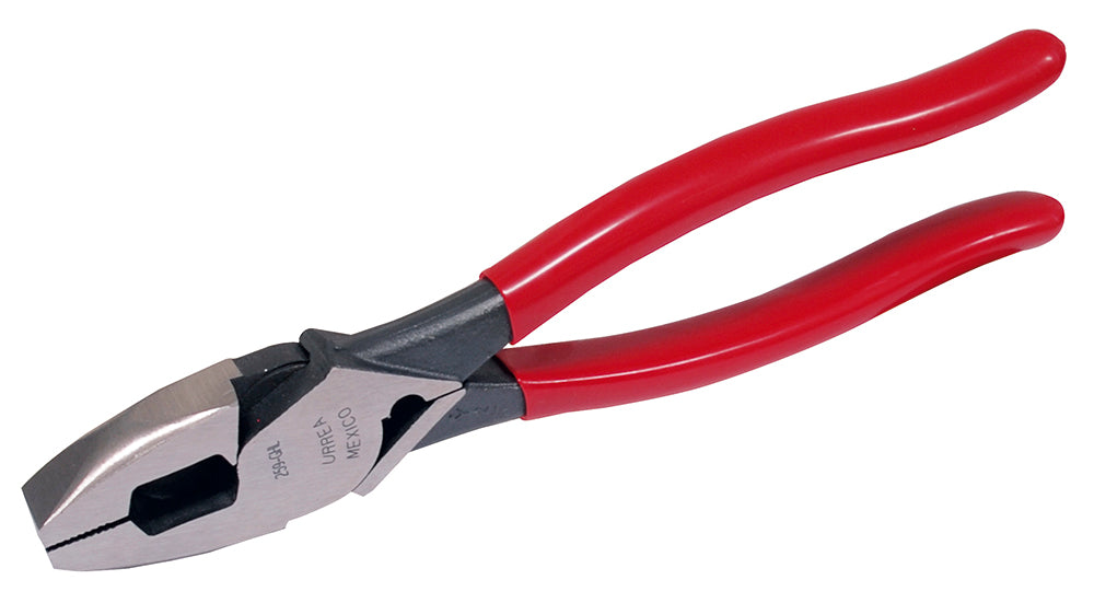 PINZA PARA ELECTRICISTA ALTA PALANCA CON PONCHA TERMINALES 9-5/16" URREA 259GHL