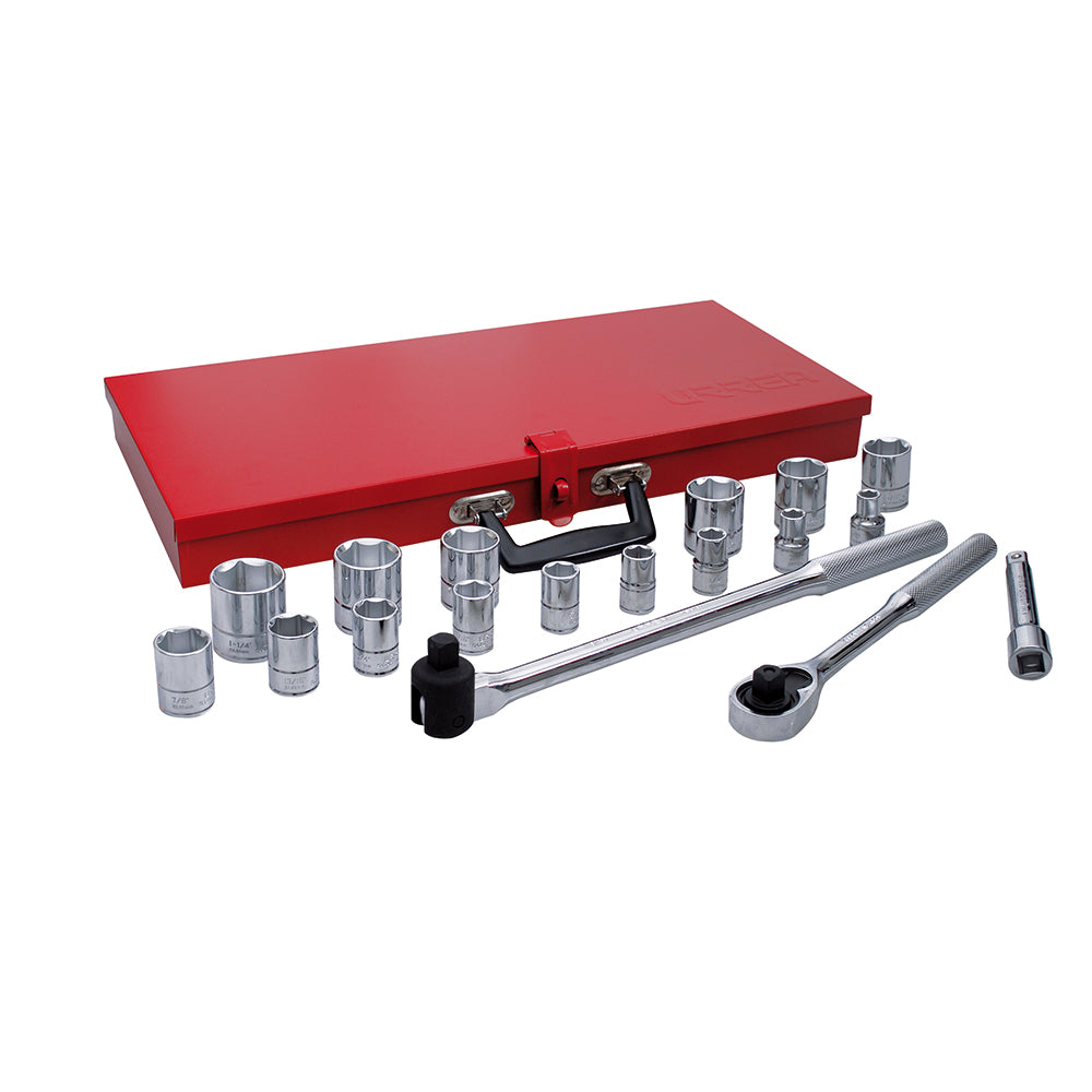 JUEGO DE 19 DADOS Y ACCESORIOS 1/2" PULGADAS 6PUNTAS URREA 54122