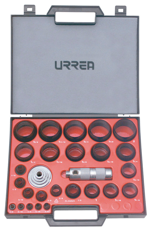 SACABOCADOS (JUEGO 27PZ) 1/8" - 2" CON MANGO (27 PIEZAS) URREA 49902