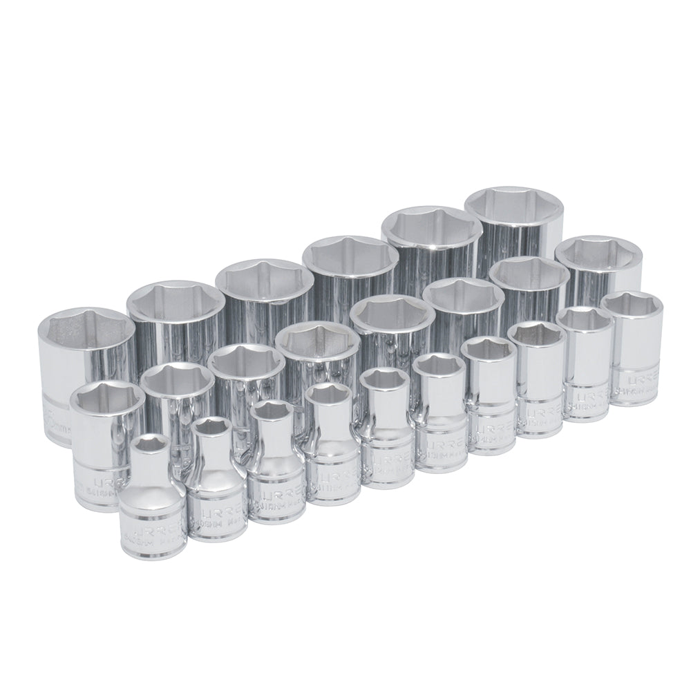 JUEGO DADOS 1/2" 6PUNTAS MILIMETRICO (24PZAS) URREA 54209