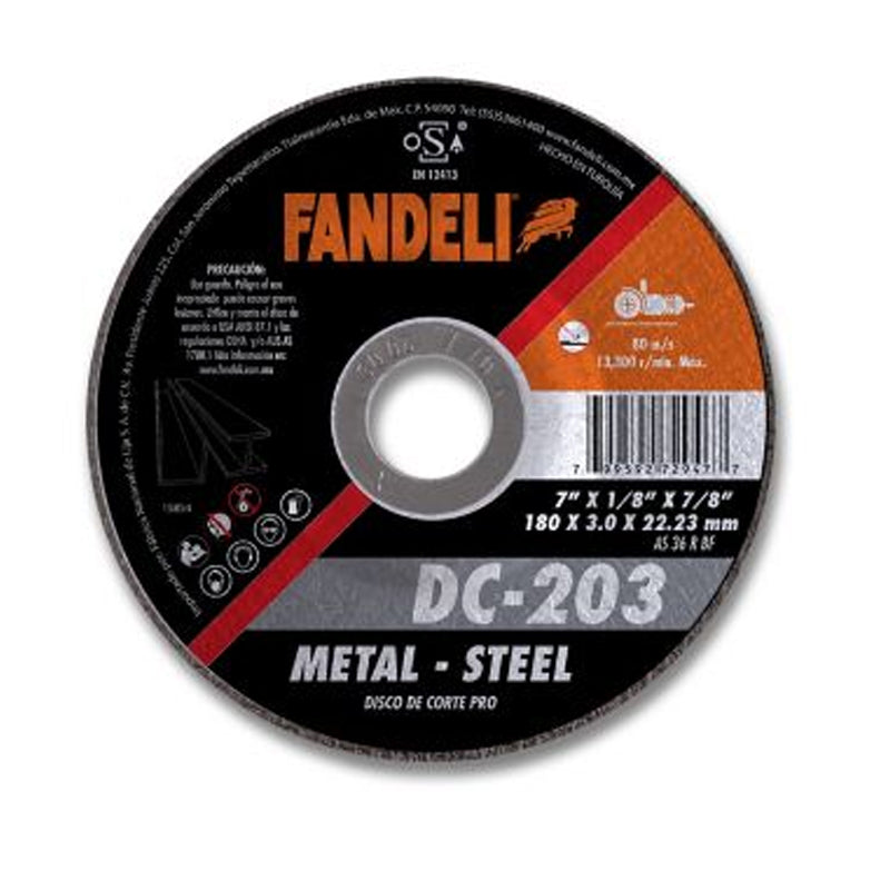 DISCO CORTE METAL 7" X 1/8" X 7/8" DC-203 FANDELI 72947