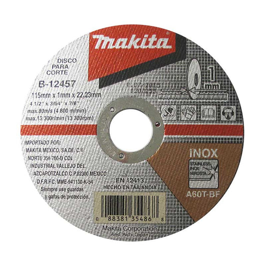 DISCO CORTE INOX 4-1/2 X 3/64 X 7/8" MAKITA B-12457/E-17893