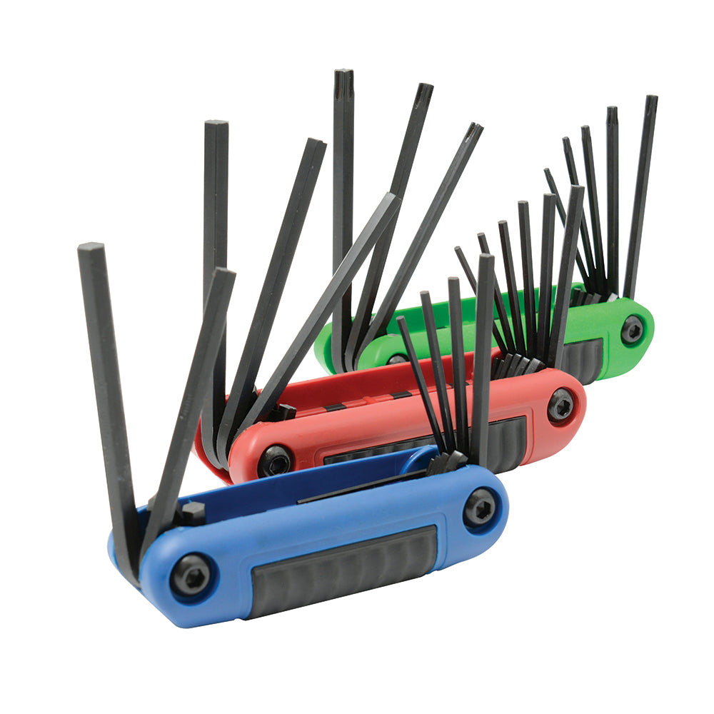 LLAVES ALLEN HEX (JUEGO 3PZ) 5/64"-1/4", 1.5MM-6MM Y T8- T40 URREA 49824