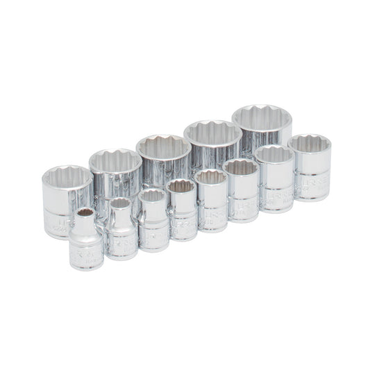 DADOS 3/8" (JUEGO 13PZ) 1/4 - 1" 12 PUNTAS EN RIEL URREA 52124