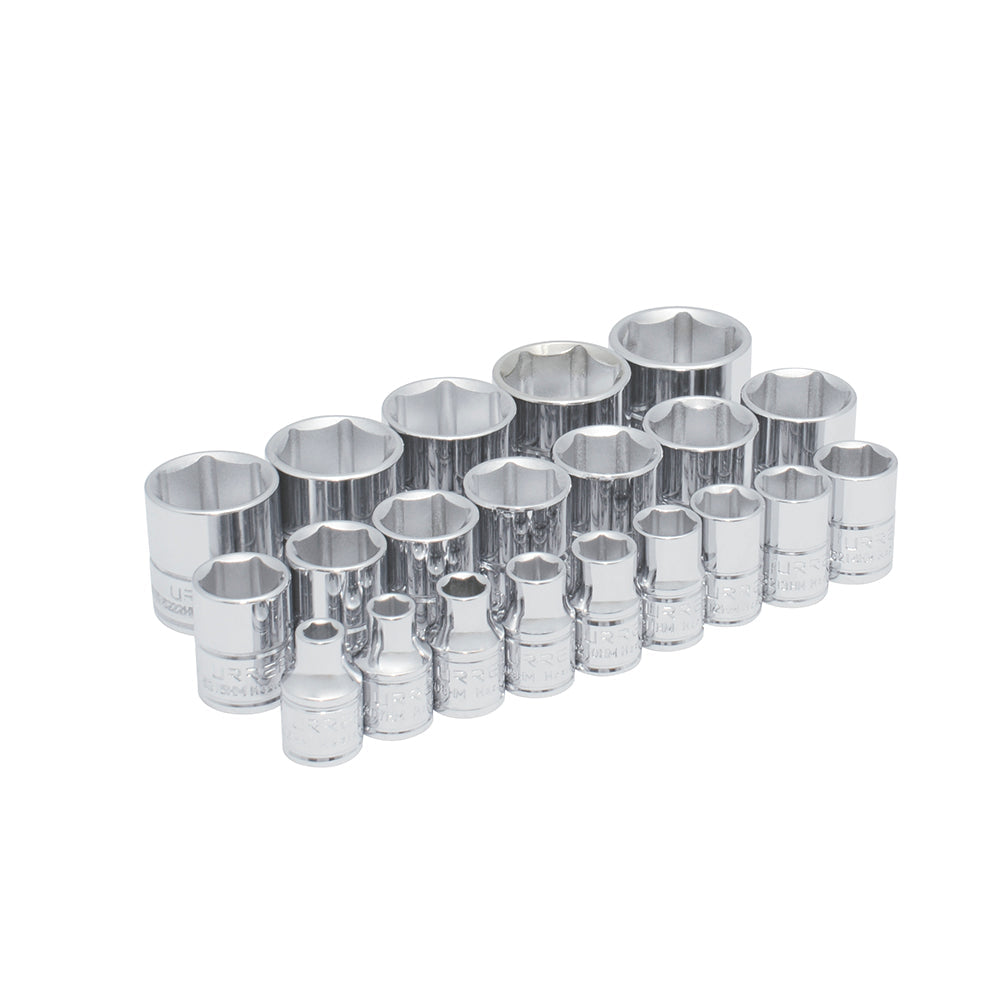JUEGO DADOS 3/8" 6PUNTAS MILIMETRICO (21PZAS) URREA 52211