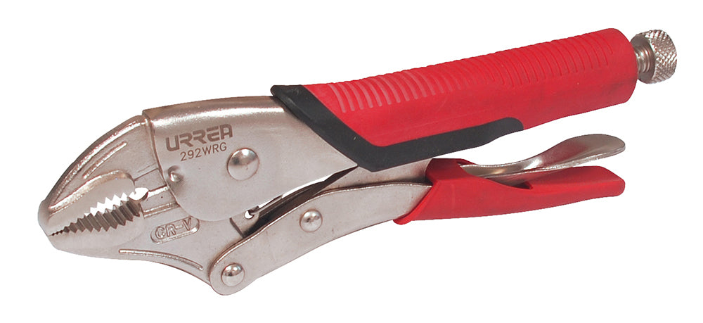 PINZA DE PRESION QUIJADA CURVA MANGO BIMATERIAL 10" URREA 292WRG