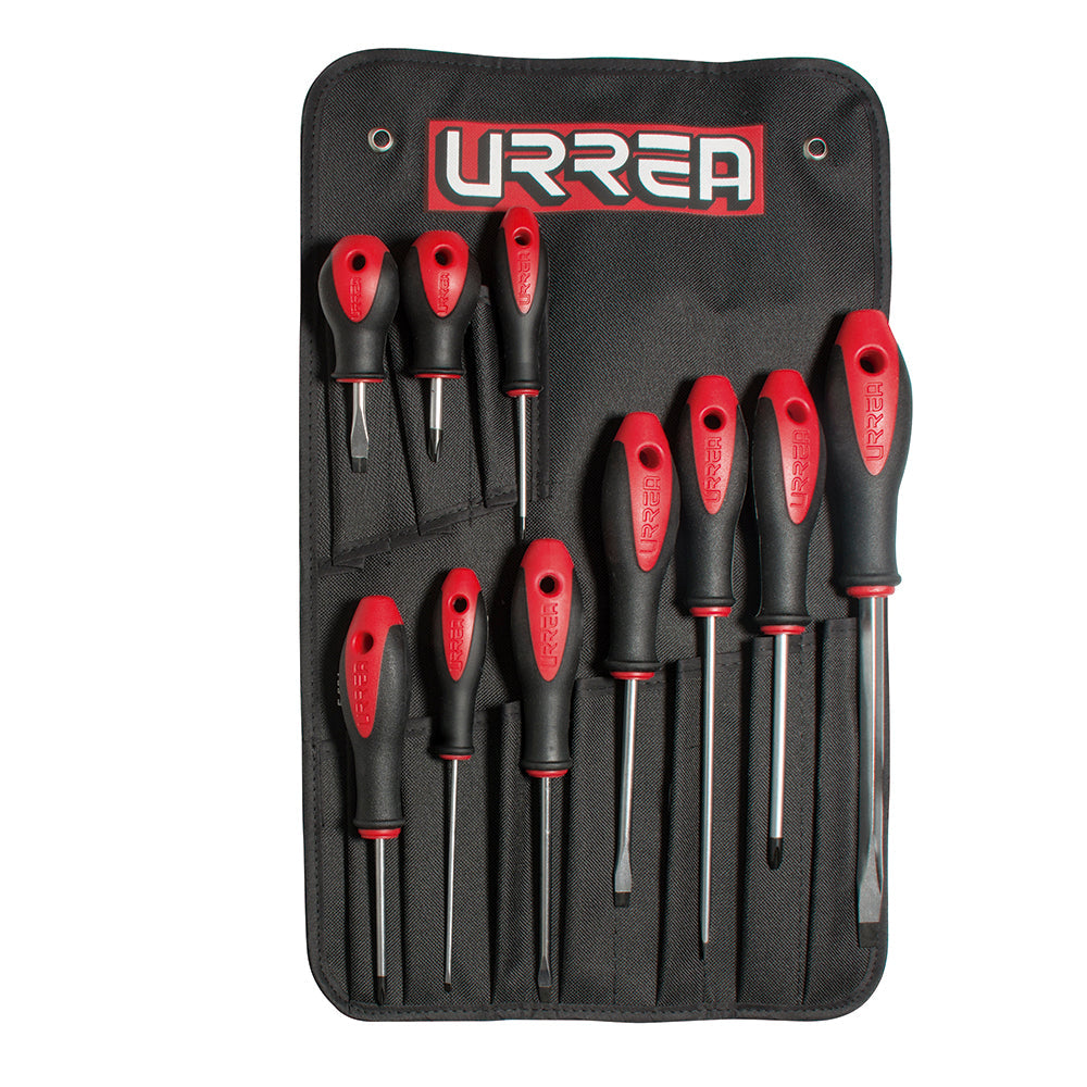 JUEGO DE 10 DESTORNILLADORES BIMATERIAL COMBINADO URREA 8600F